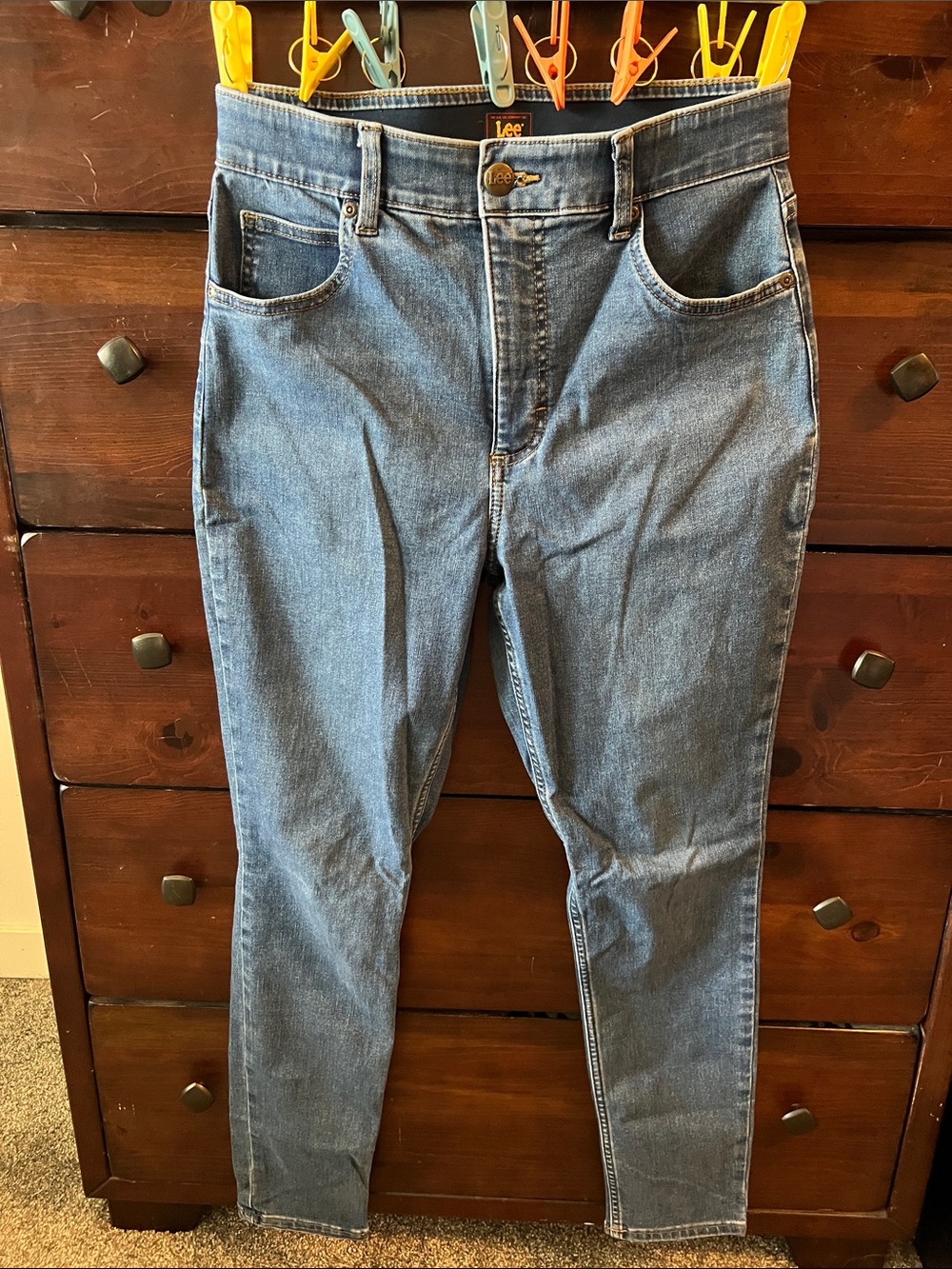 Lee High-Rise Straight-Leg Blue Denim Jeans